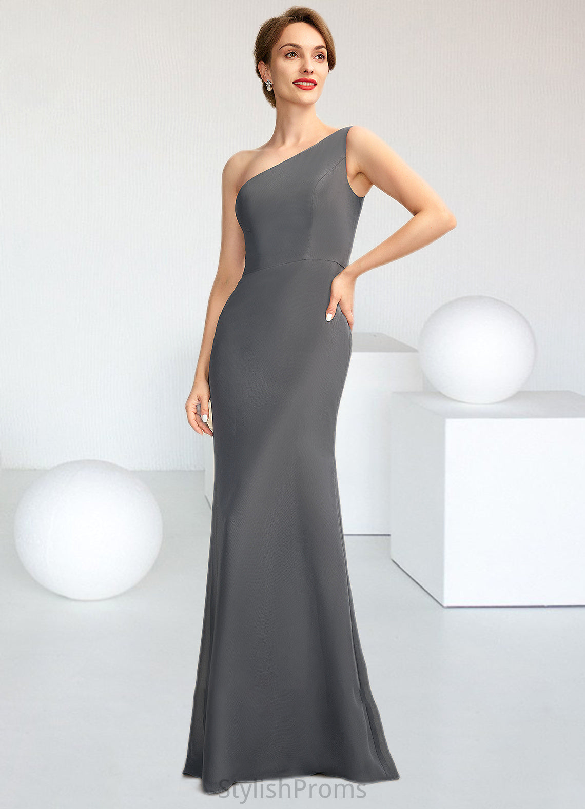 Kinsley Sheath/Column One-Shoulder Floor-Length Chiffon Mother of the Bride Dress HQ126P0014995