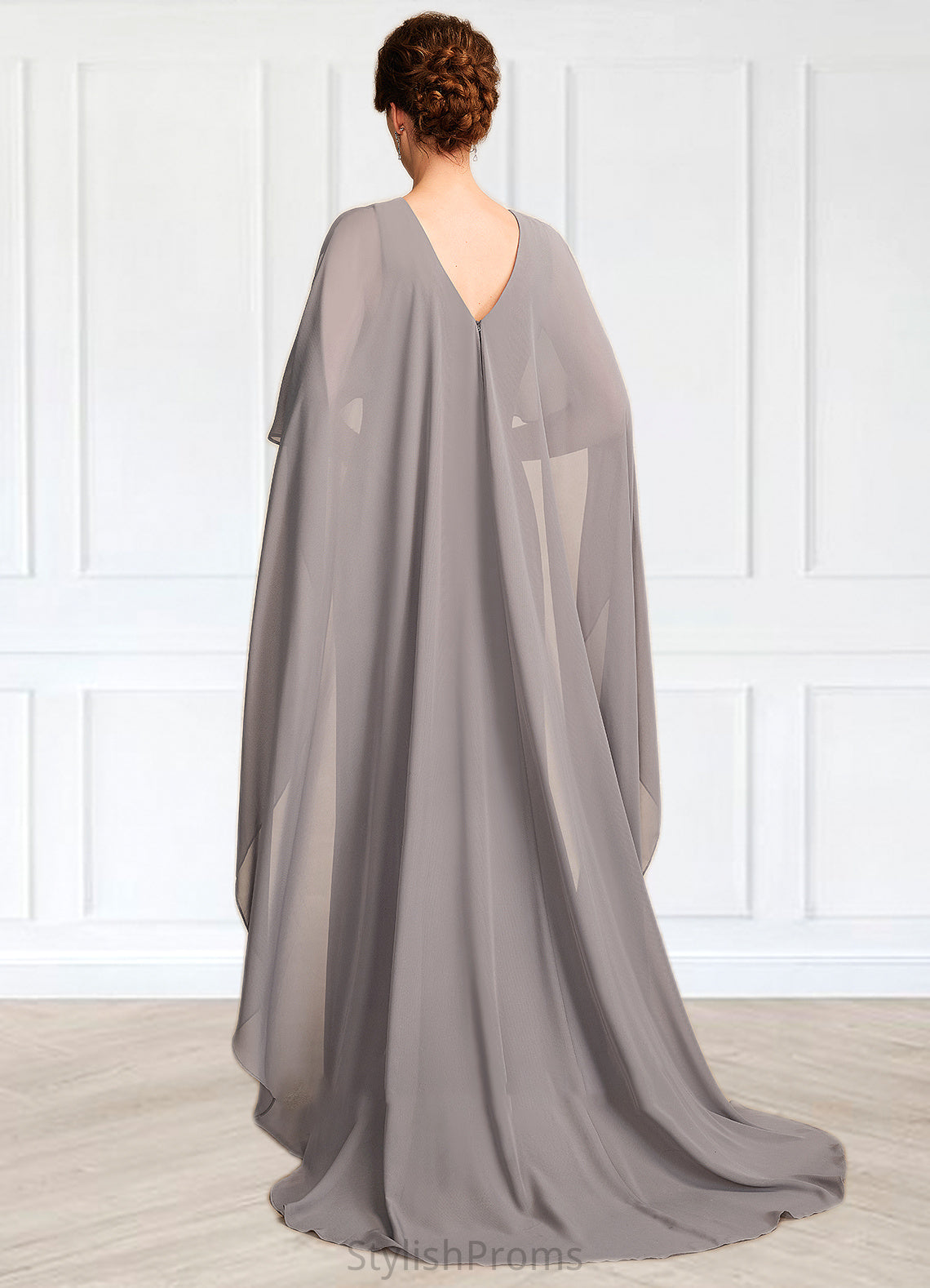 Zoe Sheath/Column Scoop Neck Sweep Train Chiffon Mother of the Bride Dress With Split Front HQ126P0015000