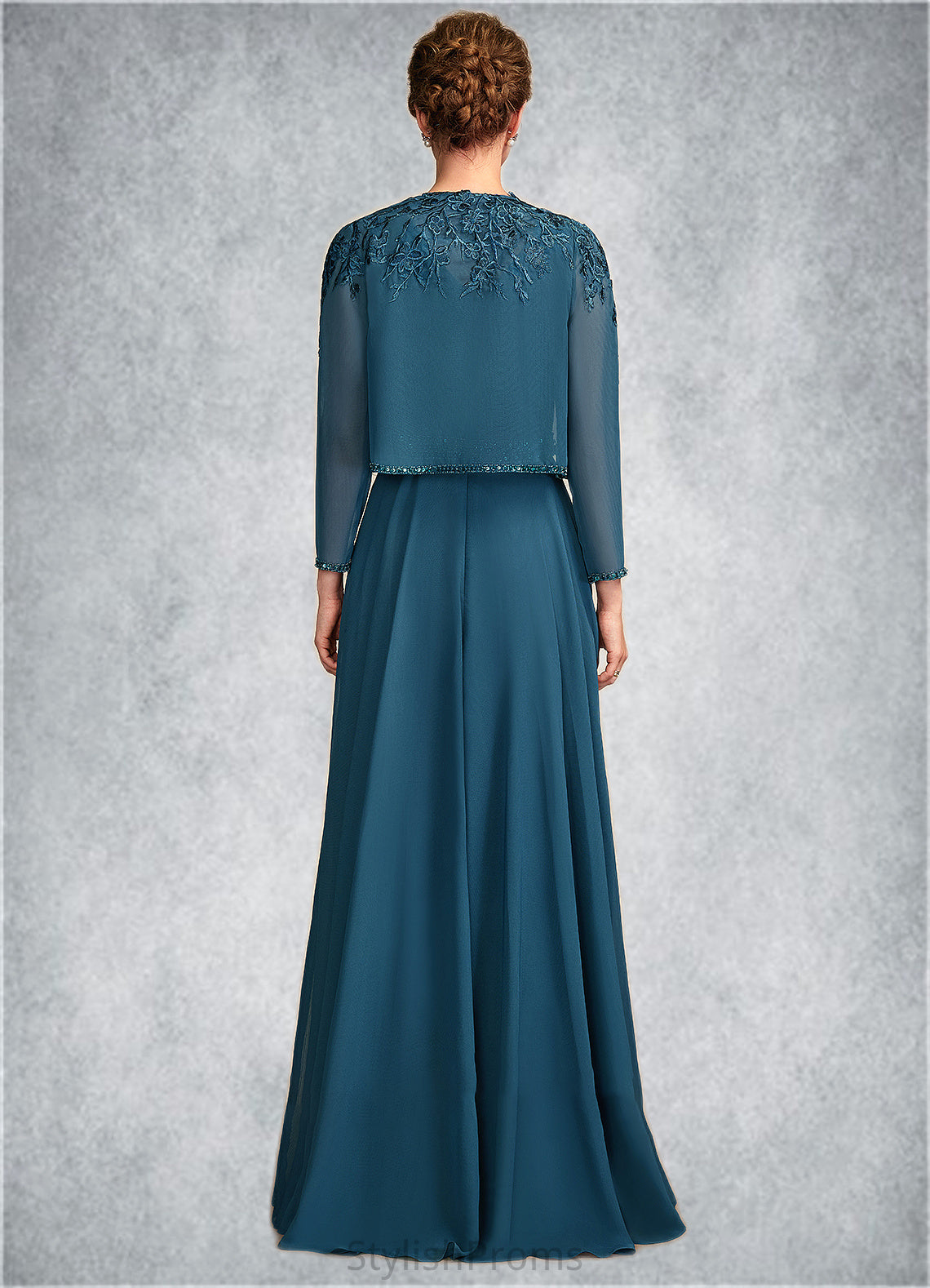 Gabrielle A-Line V-neck Floor-Length Chiffon Lace Mother of the Bride Dress With Beading Sequins HQ126P0015004