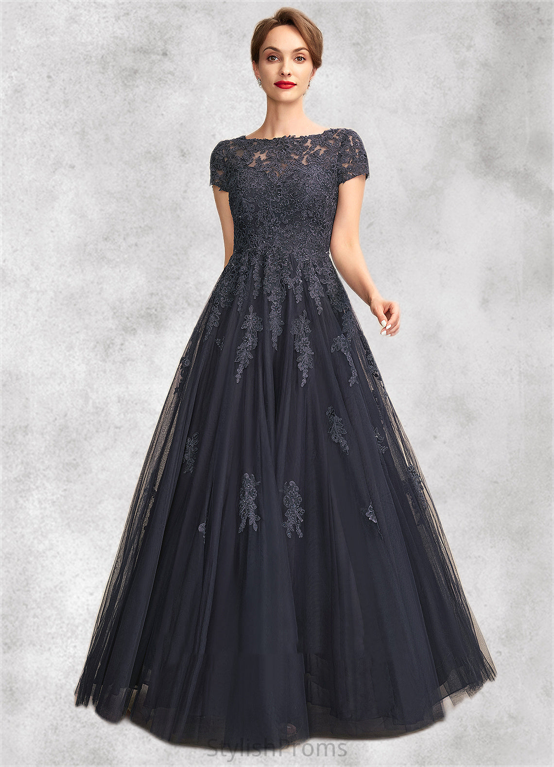 Avah A-Line Scoop Neck Floor-Length Tulle Lace Mother of the Bride Dress With Beading HQ126P0015029