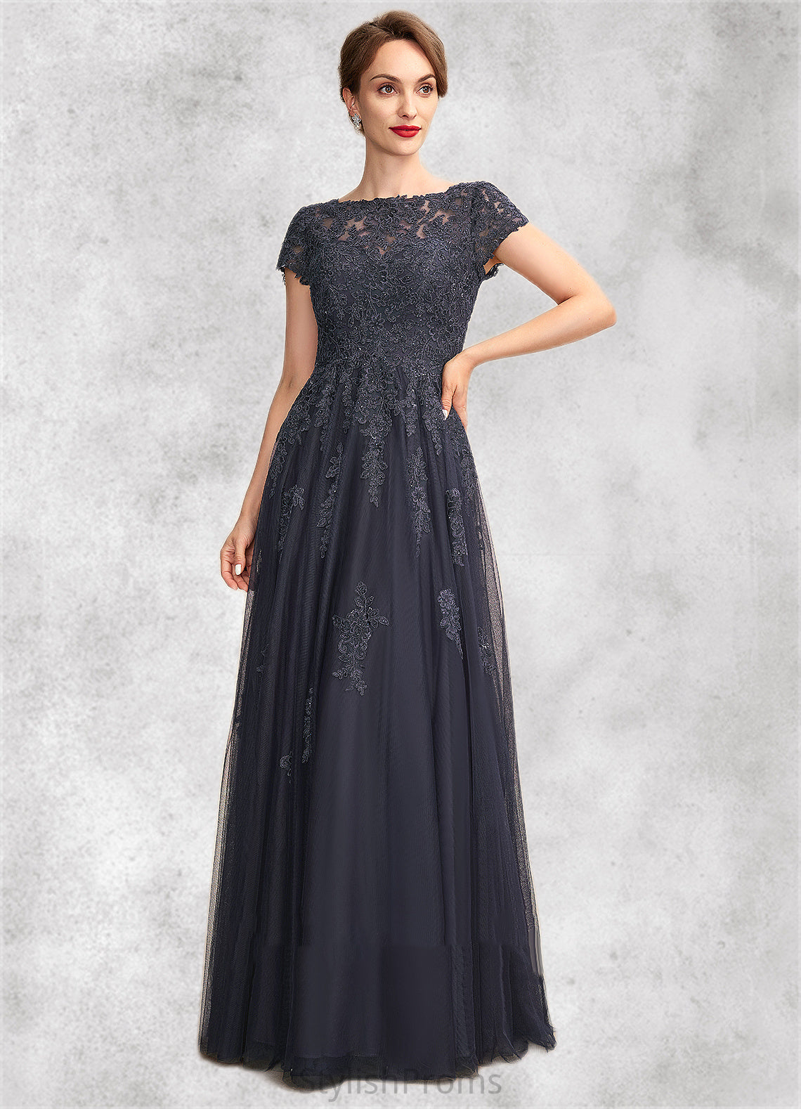 Avah A-Line Scoop Neck Floor-Length Tulle Lace Mother of the Bride Dress With Beading HQ126P0015029