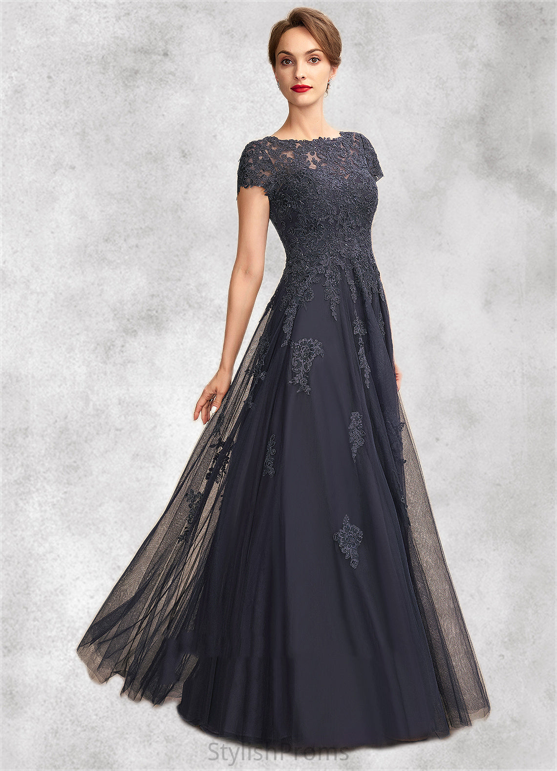 Avah A-Line Scoop Neck Floor-Length Tulle Lace Mother of the Bride Dress With Beading HQ126P0015029