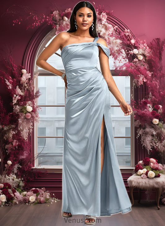 Anastasia A-line One Shoulder Floor-Length Stretch Satin Bridesmaid Dress HQP0025725