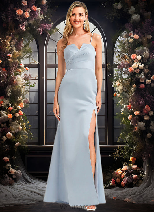 Leia A-line V-Neck Floor-Length Satin Bridesmaid Dress HQP0025724