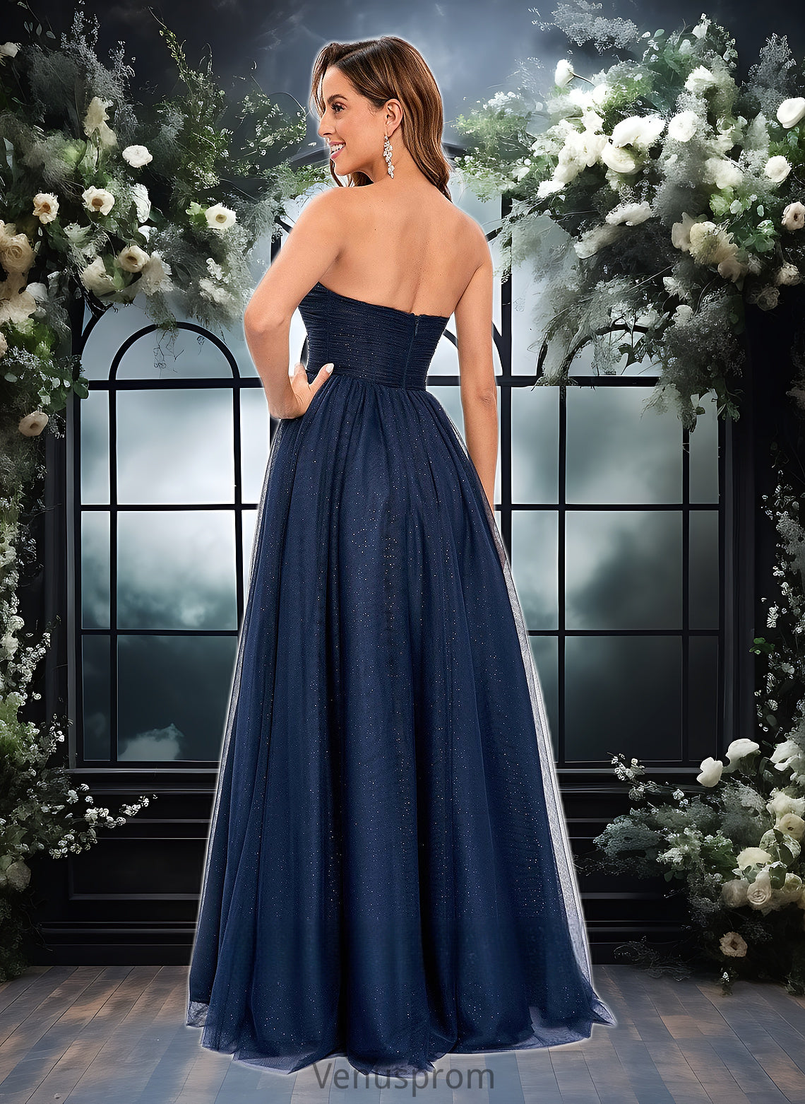 Monserrat Ball-Gown/Princess Sweetheart Sweep Train Tulle Prom Dresses With Beading Sequins HQP0025848