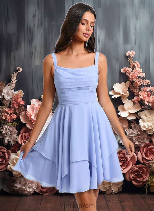 Sabrina A-line Scoop Short Chiffon Homecoming Dress With Pleated HQP0025654