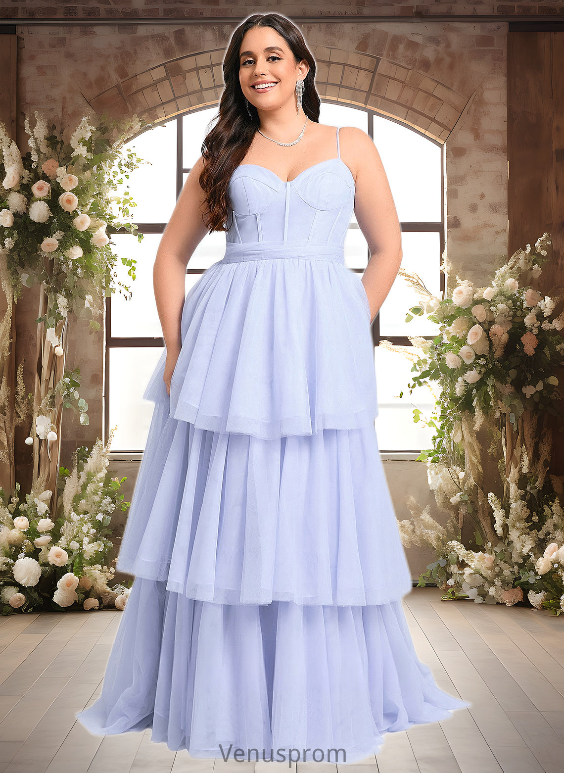 Kelsie Ball-Gown/Princess Sweetheart Sweep Train Tulle Prom Dresses With Bow HQP0025843