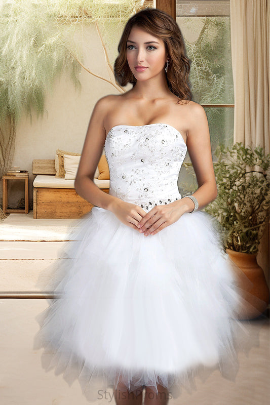 Kathy A-line Sweetheart Knee-Length Satin Tulle Homecoming Dress With Beading Cascading Ruffles Appliques Lace Sequins HQP0020598