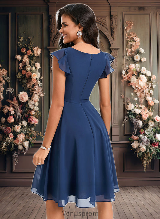 Bailey A-line V-Neck Knee-Length Chiffon Homecoming Dress With Ruffle HQP0025684