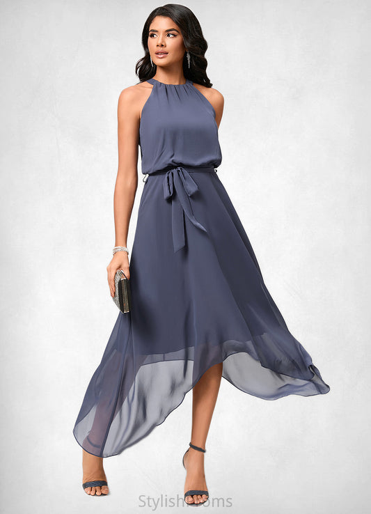 Kit A-line Scoop Ankle-Length Chiffon Cocktail Dress With Ruffle HQP0022361