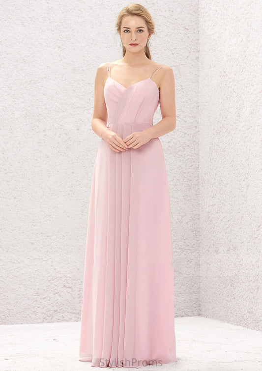 A-line Sweetheart Sleeveless Long/Floor-Length Chiffon Bridesmaid Dresses With Pleated Gracelyn HQP0025335