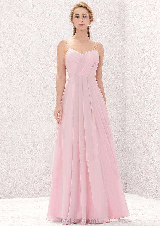 A-line Sweetheart Sleeveless Long/Floor-Length Chiffon Bridesmaid Dresses With Pleated Gracelyn HQP0025335