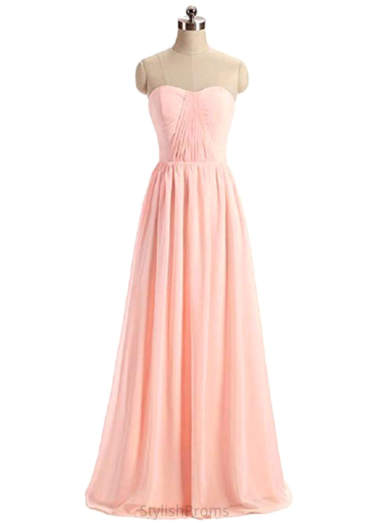 Sweetheart Sleeveless Long/Floor-Length A-Line/Princess Chiffon Bridesmaid Dresses Maryjane HQP0025418