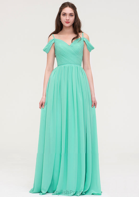 Sweetheart Sleeveless Long/Floor-Length Chiffon A-line/Princess Bridesmaid Dresses With Pleated Cristal HQP0025422