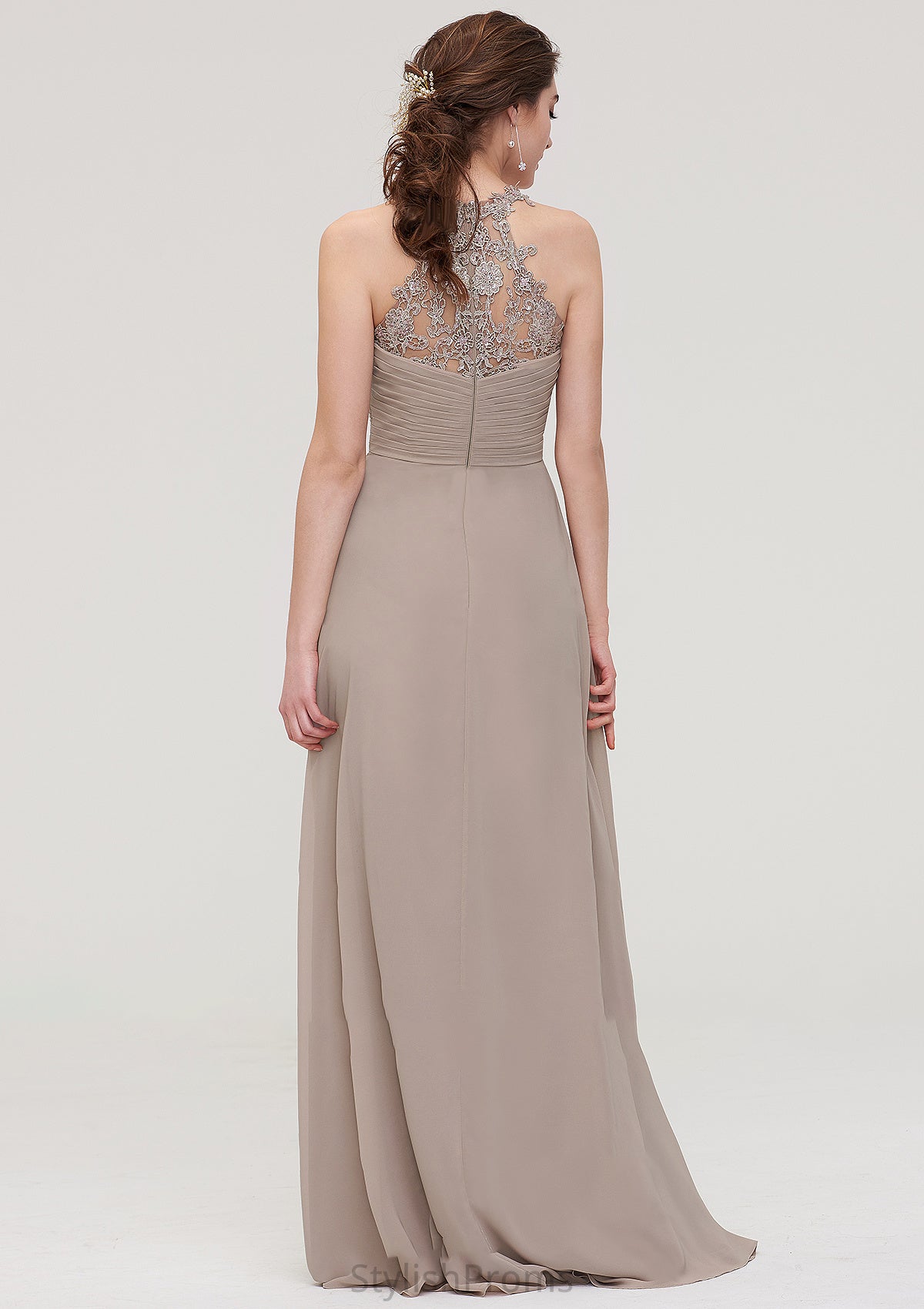 Sleeveless Sweetheart Long/Floor-Length Chiffon A-line/Princess Bridesmaid Dresses With Pleated Lace Alina HQP0025457