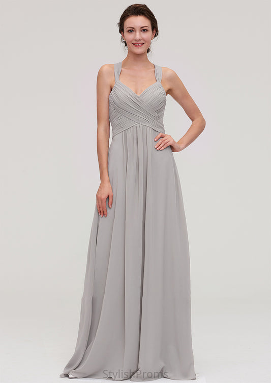 Sleeveless Sweetheart Long/Floor-Length Chiffon A-line/Princess Bridesmaid Dresseses With Pleated Beading Lisa HQP0025478