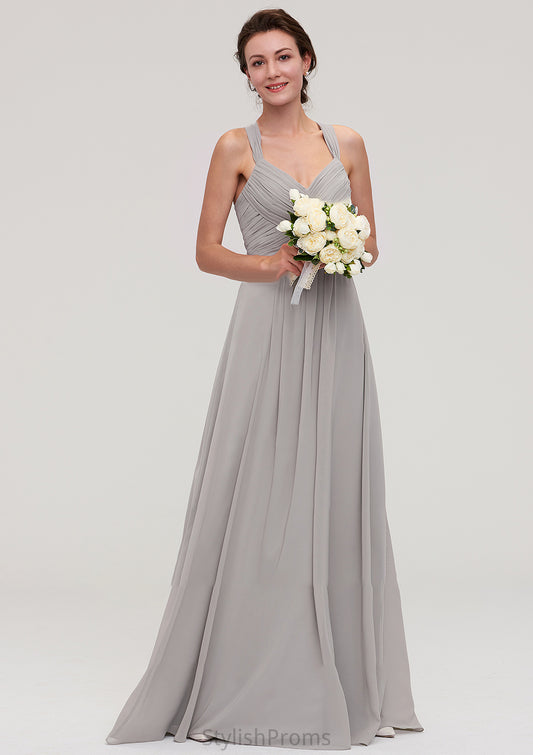 Sleeveless Sweetheart Long/Floor-Length Chiffon A-line/Princess Bridesmaid Dresseses With Pleated Beading Lisa HQP0025478