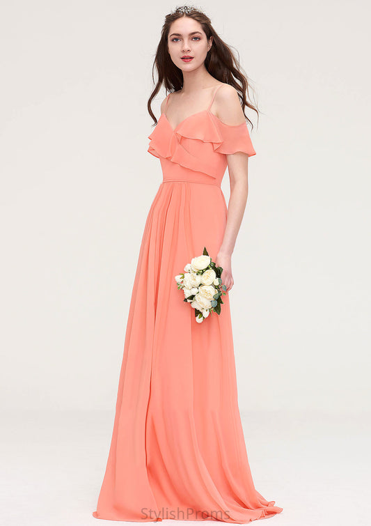 Sleeveless Sweetheart Long/Floor-Length Chiffon A-line/Princess Bridesmaid Dresses With Pleated Lorna HQP0025492