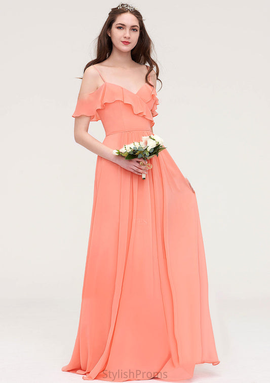 Sleeveless Sweetheart Long/Floor-Length Chiffon A-line/Princess Bridesmaid Dresses With Pleated Lorna HQP0025492