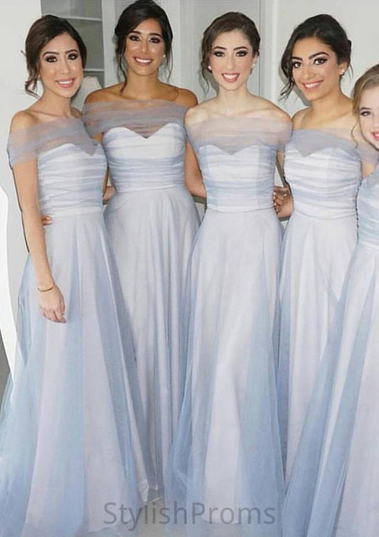 Off-The-Shoulder A-Line/Princess Long/Floor-Length Tulle Bridesmaid Dresses Wendy HQP0025532