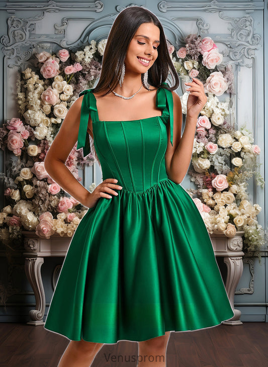 Sylvia Ball-Gown/Princess Straight Short Satin Homecoming Dress With Bow HQP0025645