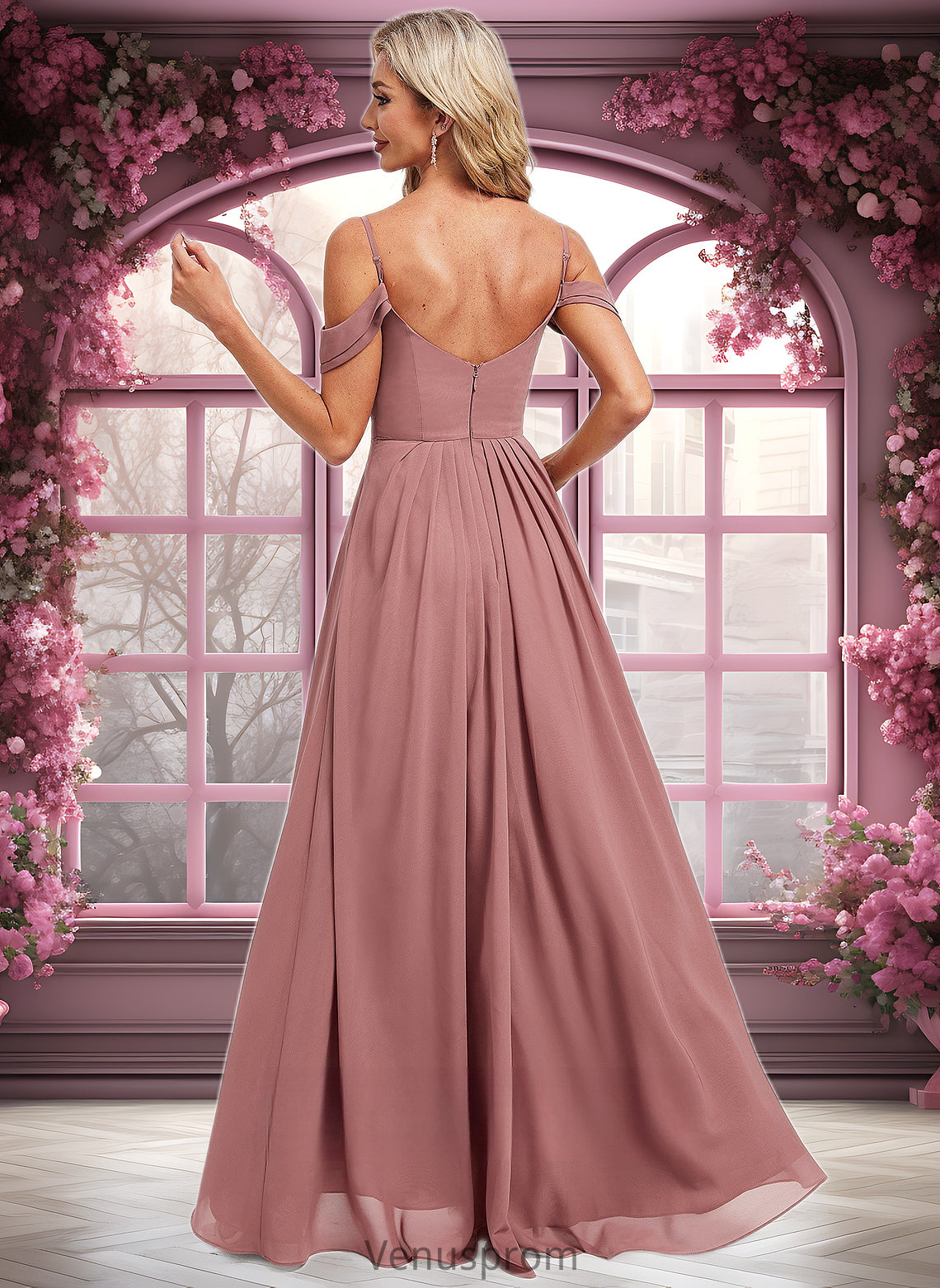 Jordan A-line Cold Shoulder Asymmetrical Chiffon Bridesmaid Dress HQP0025823