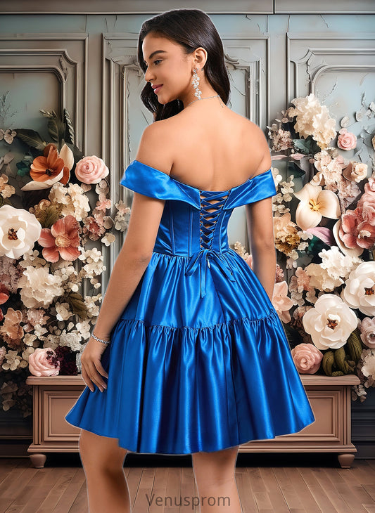 Sophie Ball-Gown/Princess Off the Shoulder Short Satin Homecoming Dress HQP0025680