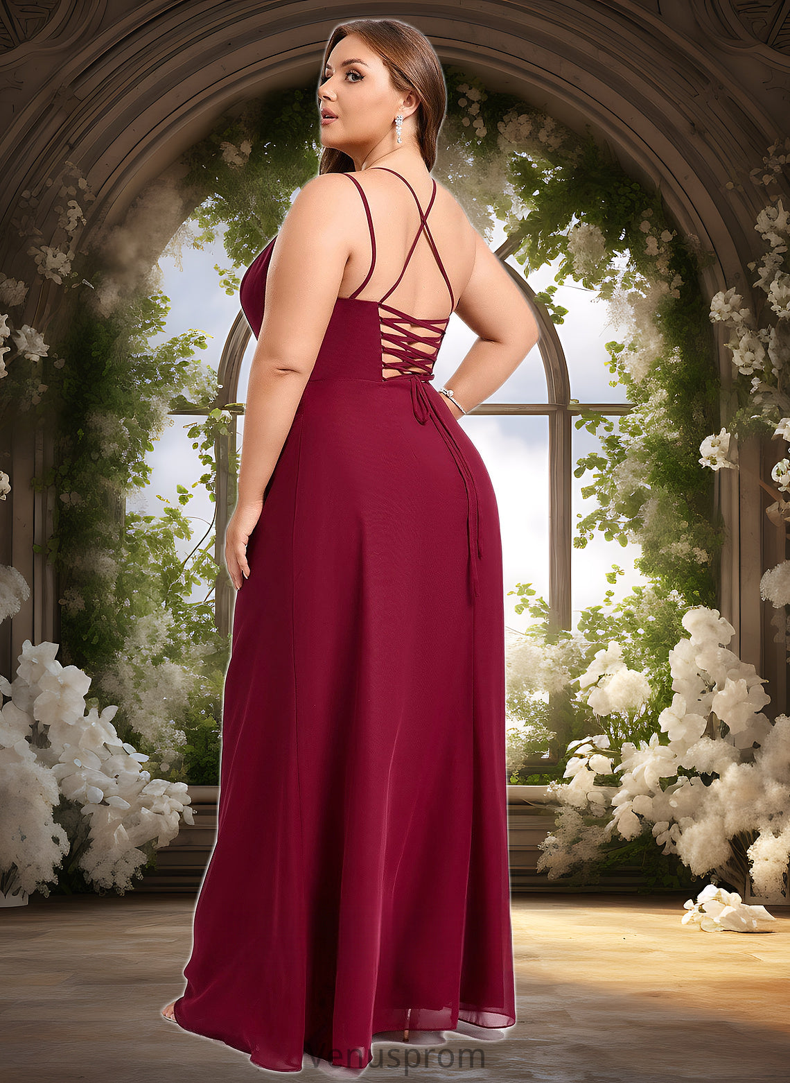 Liliana Trumpet/Mermaid Square Floor-Length Chiffon Bridesmaid Dress HQP0025826