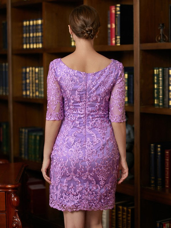 Lyla Sheath/Column Lace V-neck 1/2 Sleeves Short/Mini Mother of the Bride Dresses HQP0020367