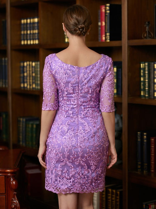 Lyla Sheath/Column Lace V-neck 1/2 Sleeves Short/Mini Mother of the Bride Dresses HQP0020367