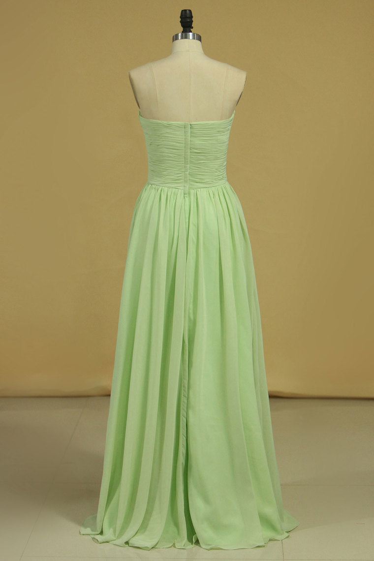 2024 Sweetheart  Ruched Bodice Bridesmaid Dress A Line Floor Length Chiffon