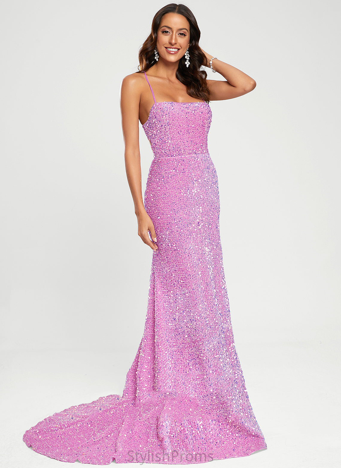 Sweep Train Prom Dresses Sequined Trumpet/Mermaid Eliza Square