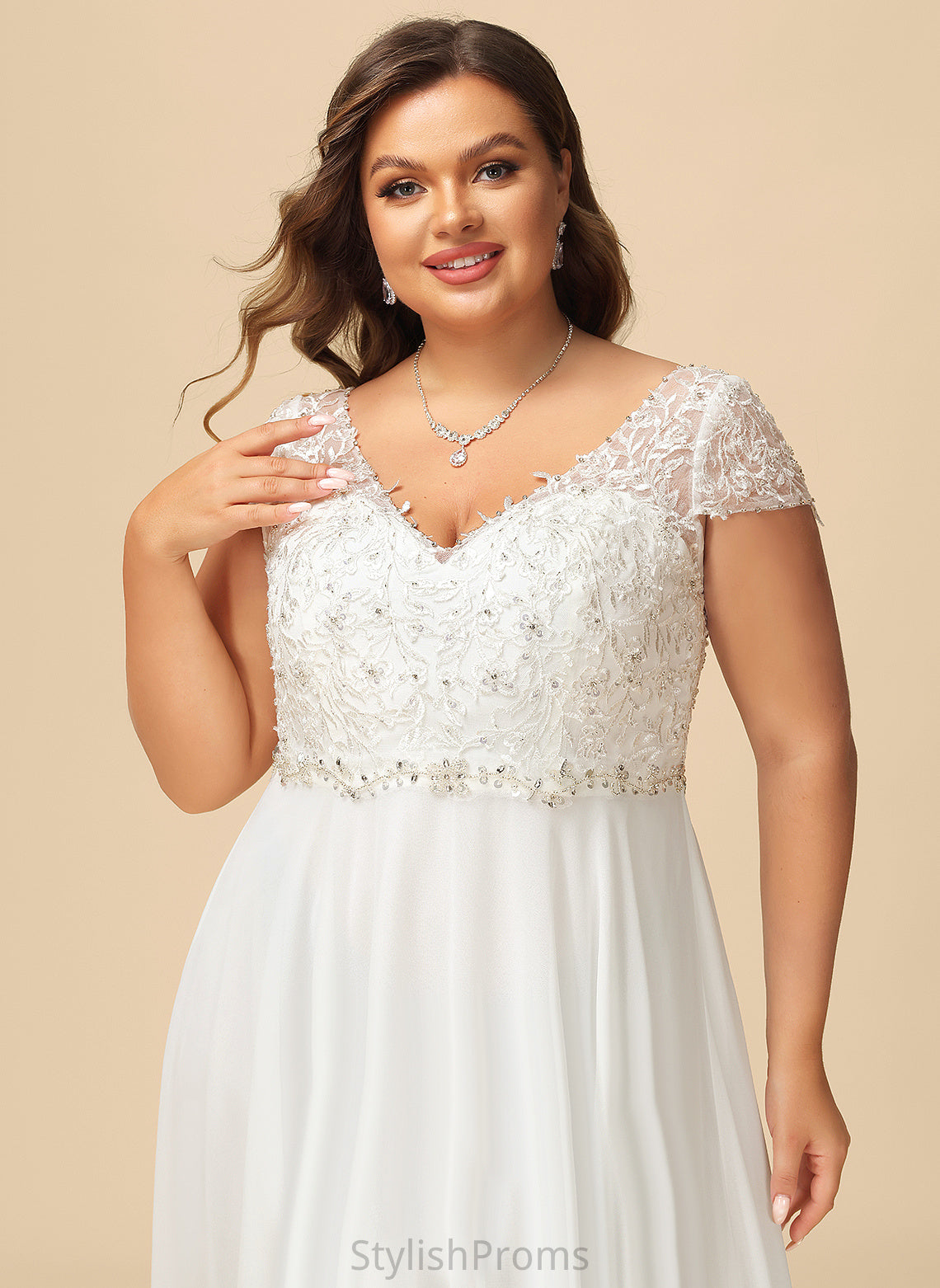 Dress Floor-Length V-neck Chiffon A-Line Sequins With Bethany Wedding Dresses Lace Wedding Beading