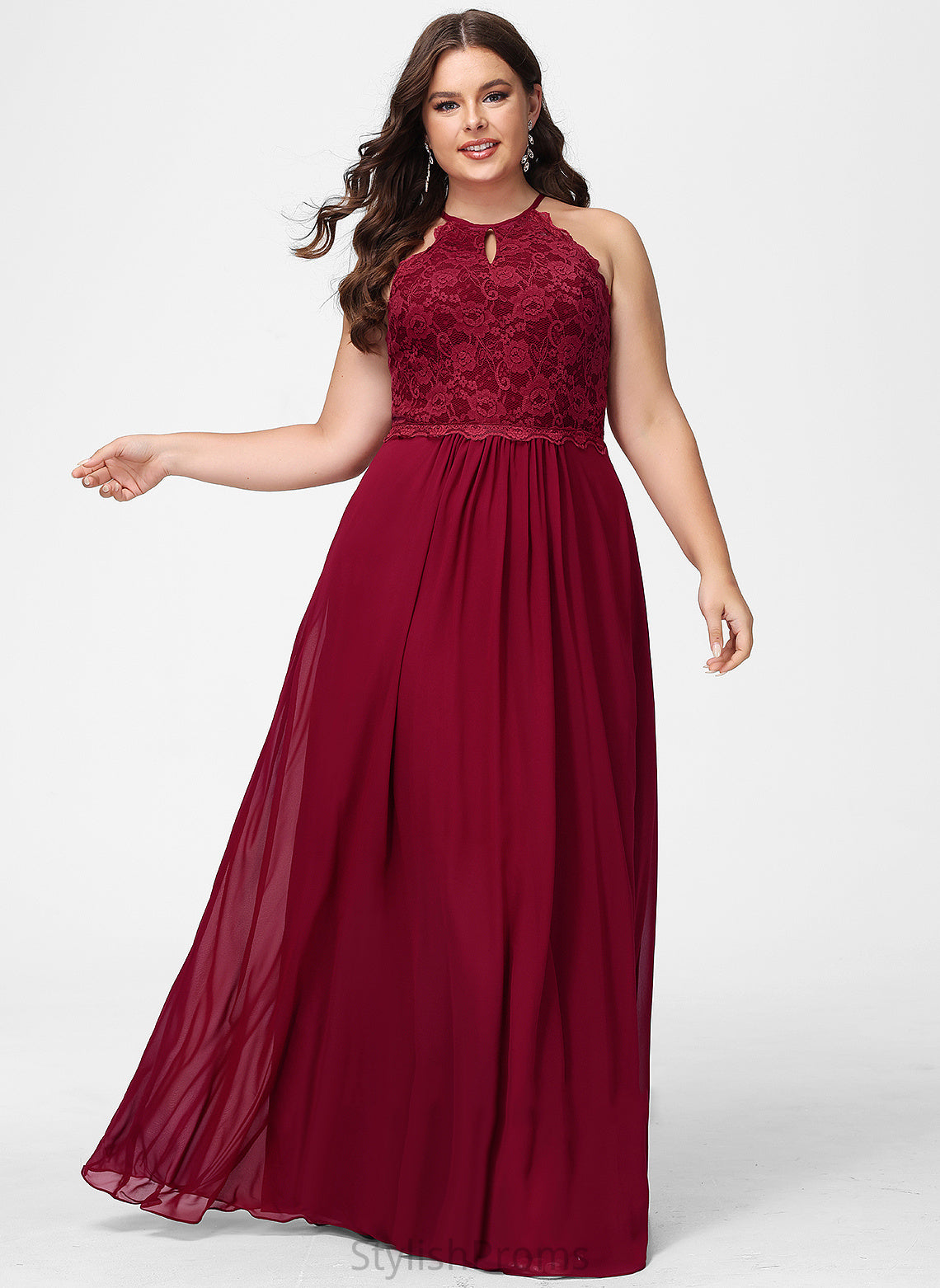 Lace Length Silhouette Floor-Length Scoop Neckline Straps&Sleeves A-Line Fabric Tianna Sleeveless Floor Length Bridesmaid Dresses