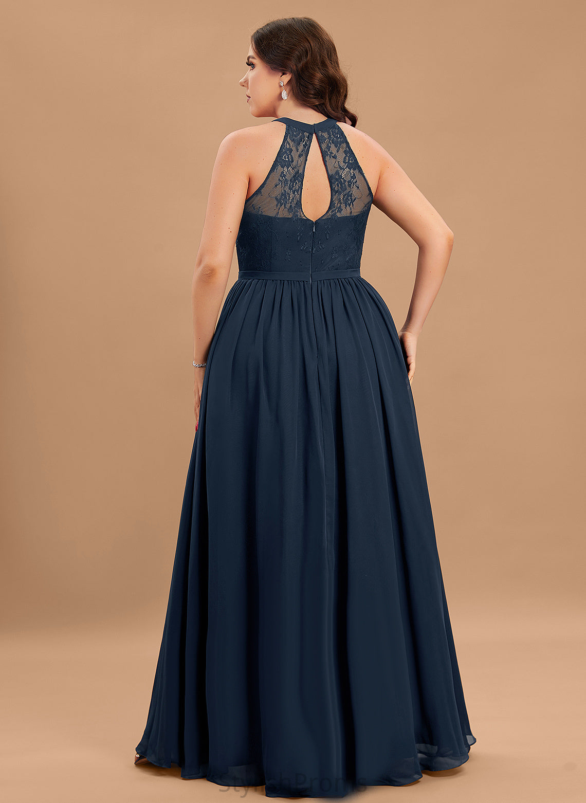 Length Straps&Sleeves Illusion Lace A-Line Silhouette Scoop Floor-Length Fabric Neckline Terri V-Neck Bridesmaid Dresses