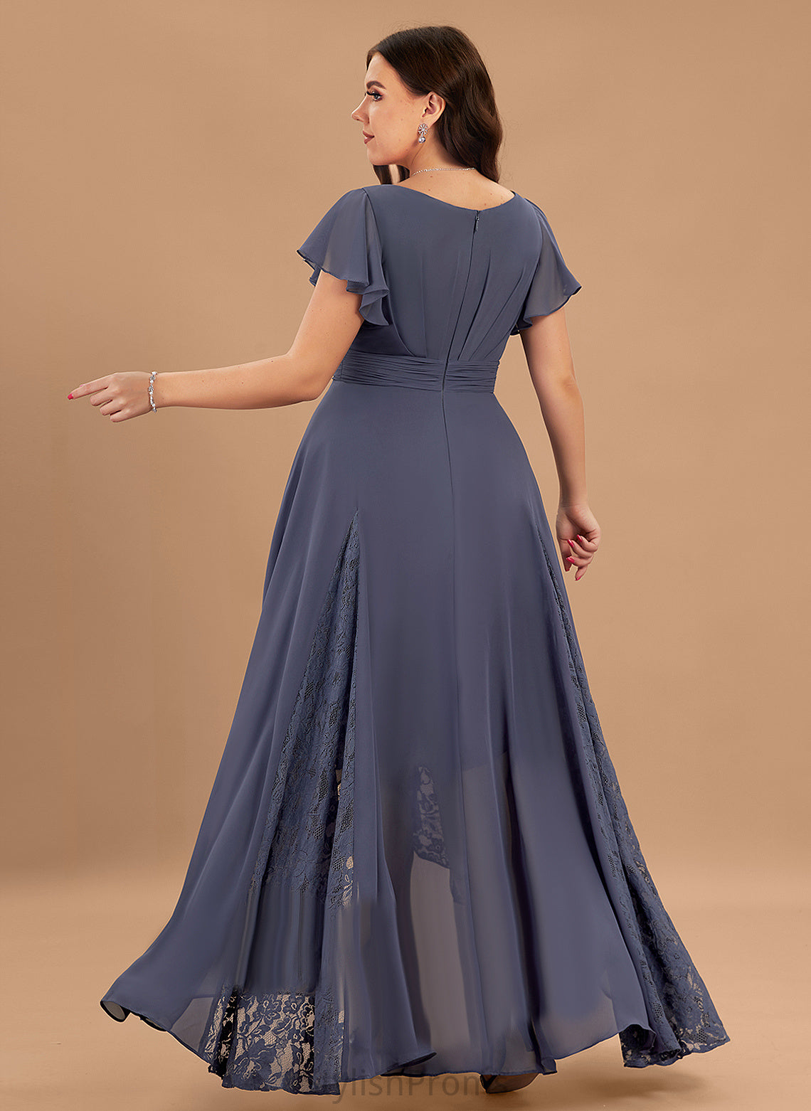 A-Line V-neck Fabric Embellishment Length Silhouette Pleated Neckline Asymmetrical Gisselle Trumpet/Mermaid Natural Waist Bridesmaid Dresses