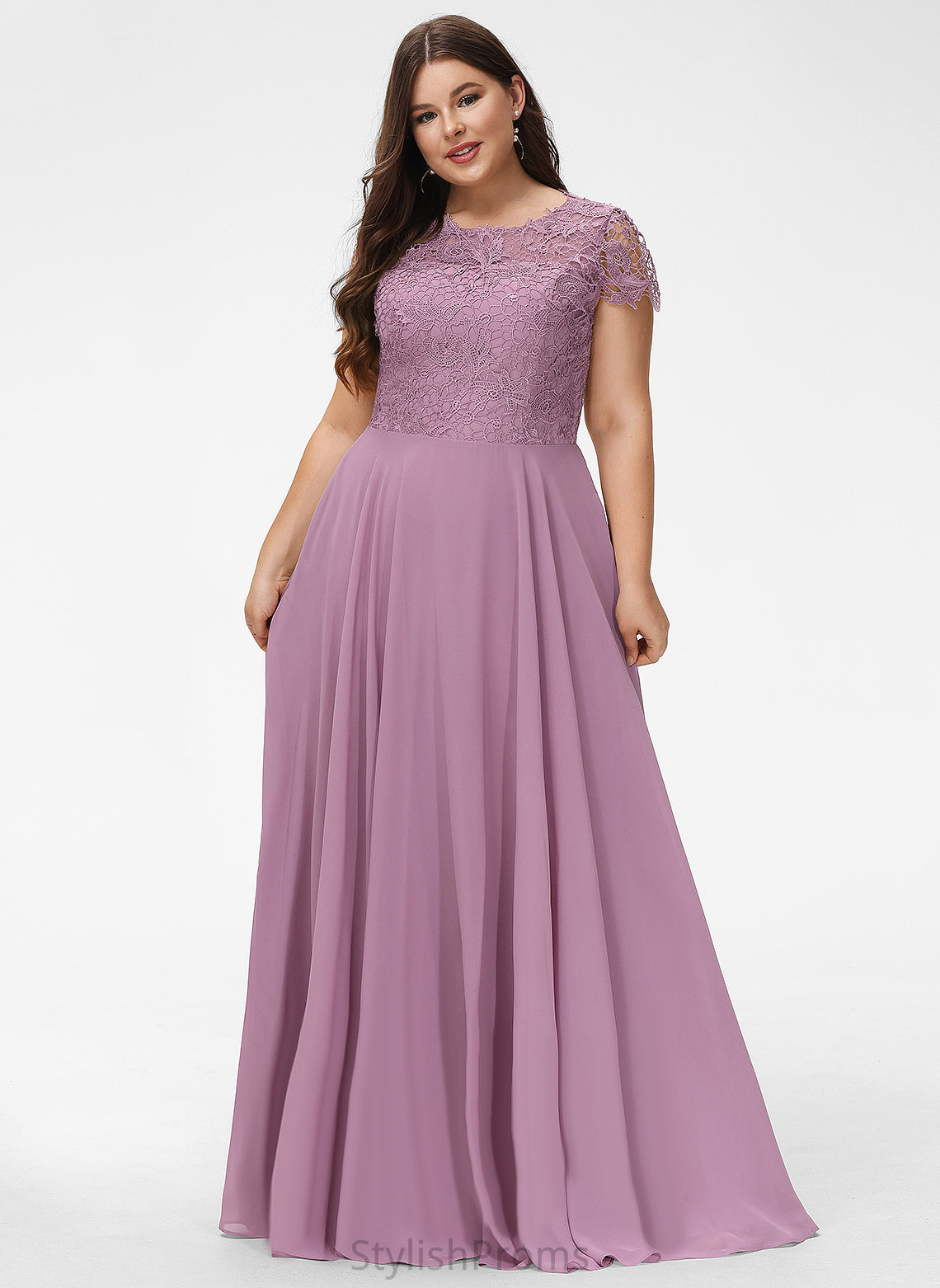 Prom Dresses Floor-Length Scoop A-Line Lace Chiffon Karley