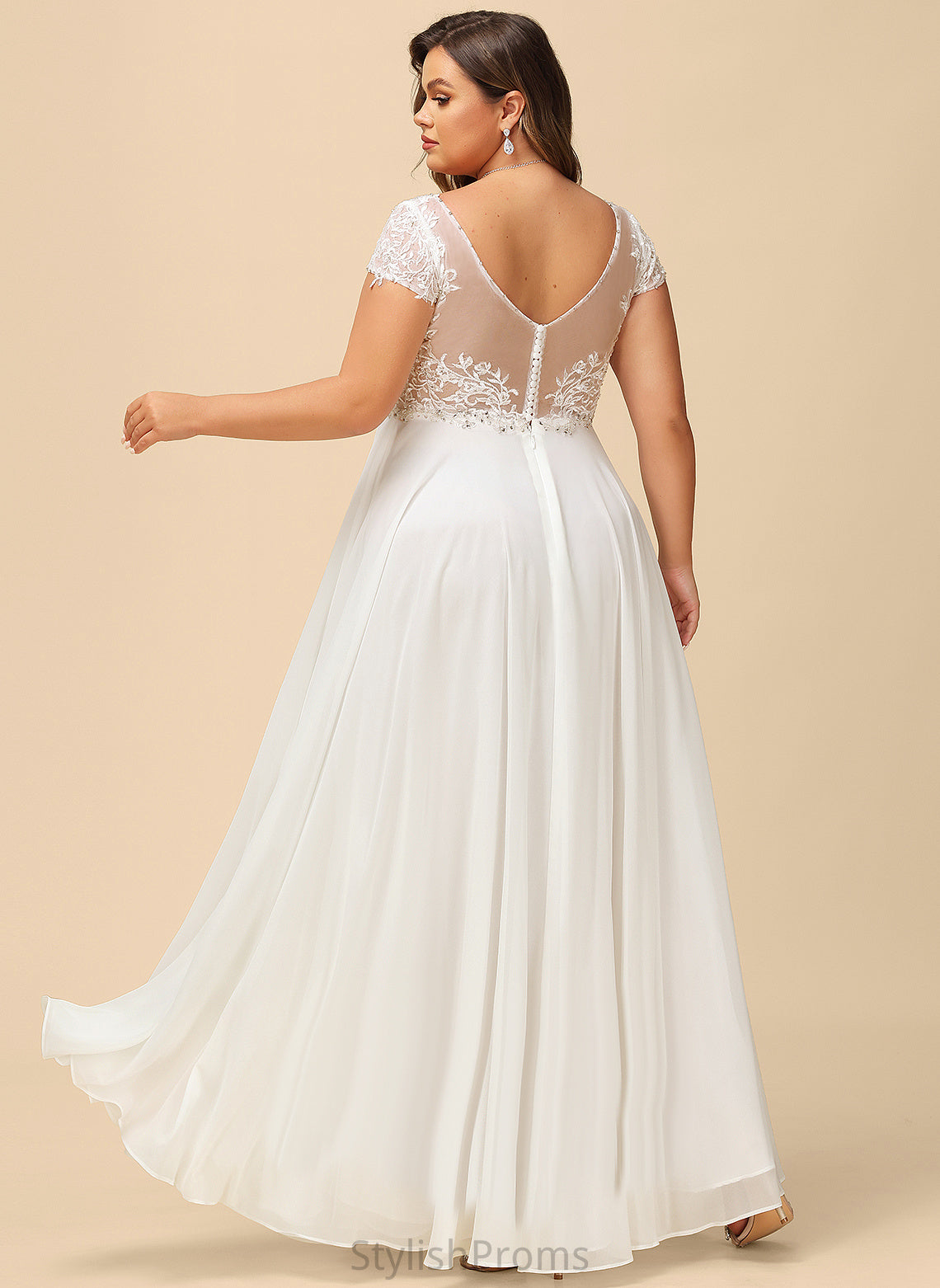 Dress Floor-Length V-neck Chiffon A-Line Sequins With Bethany Wedding Dresses Lace Wedding Beading