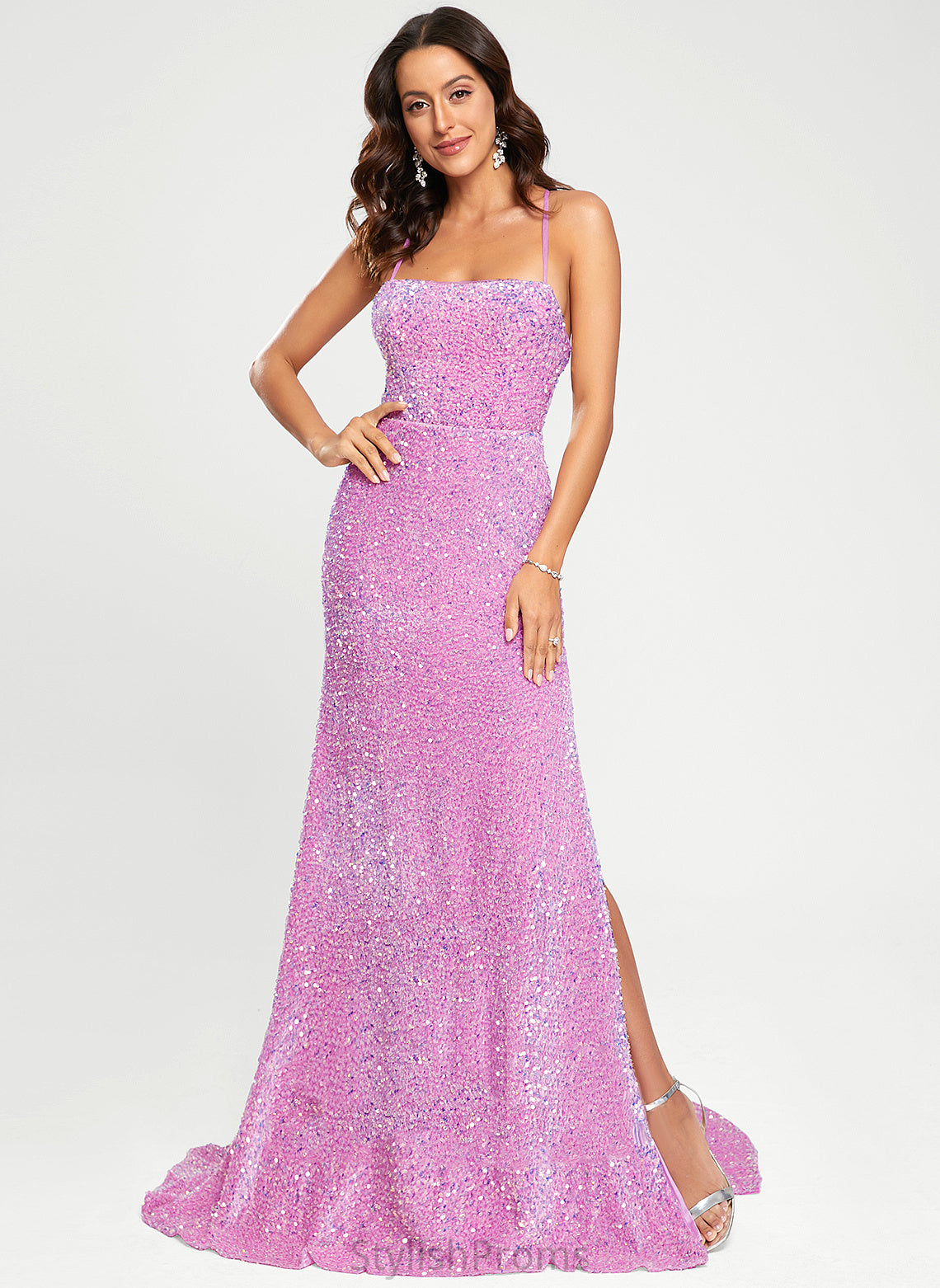 Sweep Train Prom Dresses Sequined Trumpet/Mermaid Eliza Square