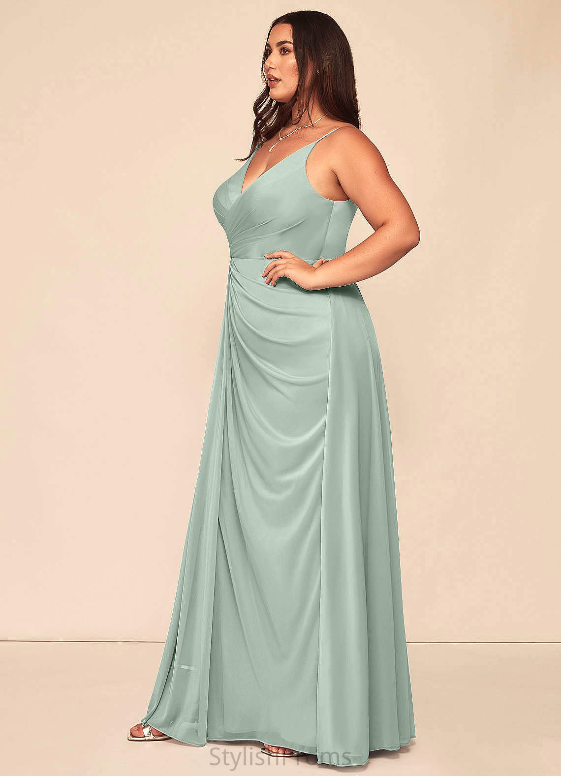 Piper Trumpet/Mermaid Sleeveless Natural Waist Spaghetti Staps Floor Length Bridesmaid Dresses