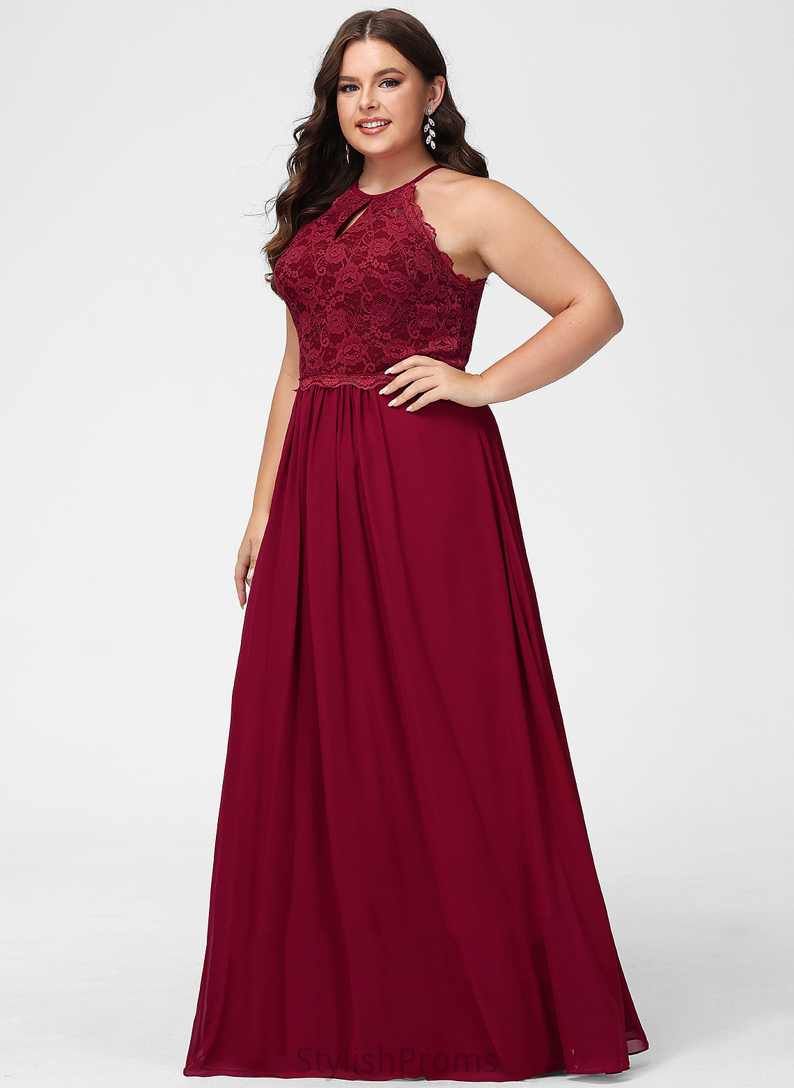 Lace Length Silhouette Floor-Length Scoop Neckline Straps&Sleeves A-Line Fabric Tianna Sleeveless Floor Length Bridesmaid Dresses