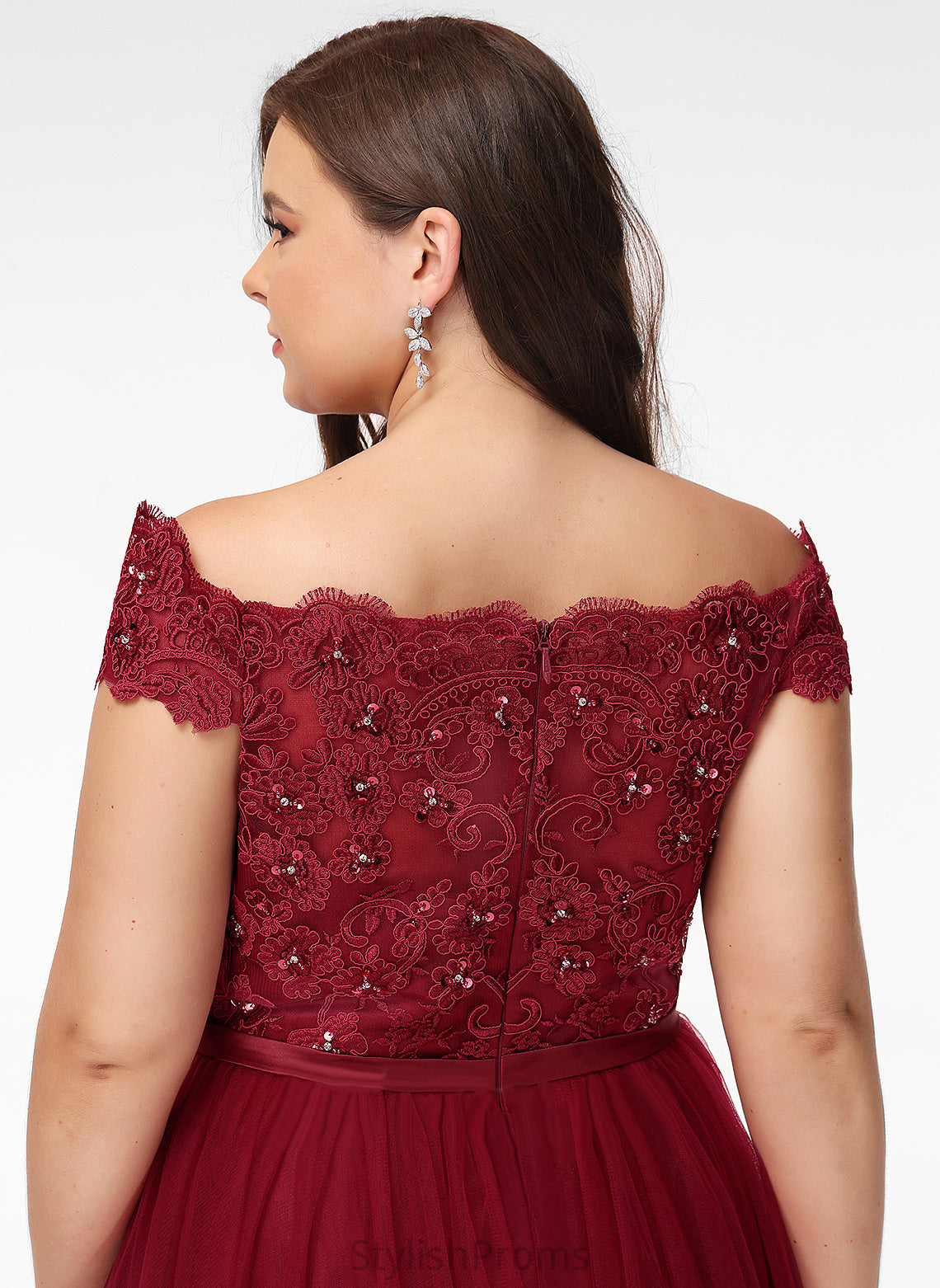 Lace Lace Paisley Asymmetrical With Beading Cocktail A-Line Cocktail Dresses Tulle Off-the-Shoulder Bow(s) Dress