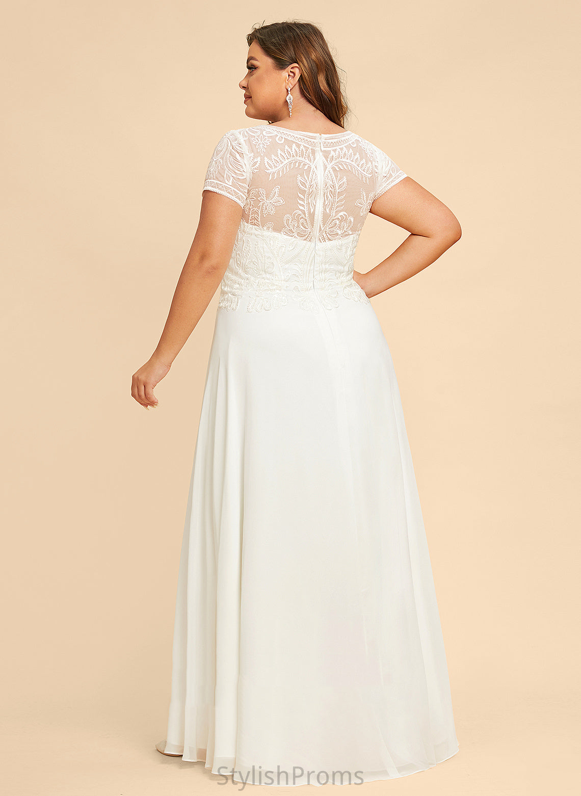 Chiffon Wedding Sequins Wedding Dresses Lace With Dress Floor-Length Scoop Louise