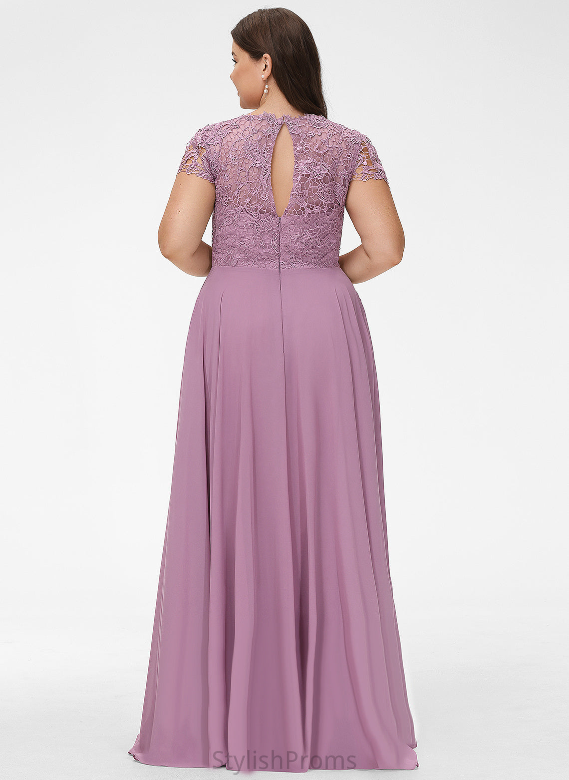 Prom Dresses Floor-Length Scoop A-Line Lace Chiffon Karley