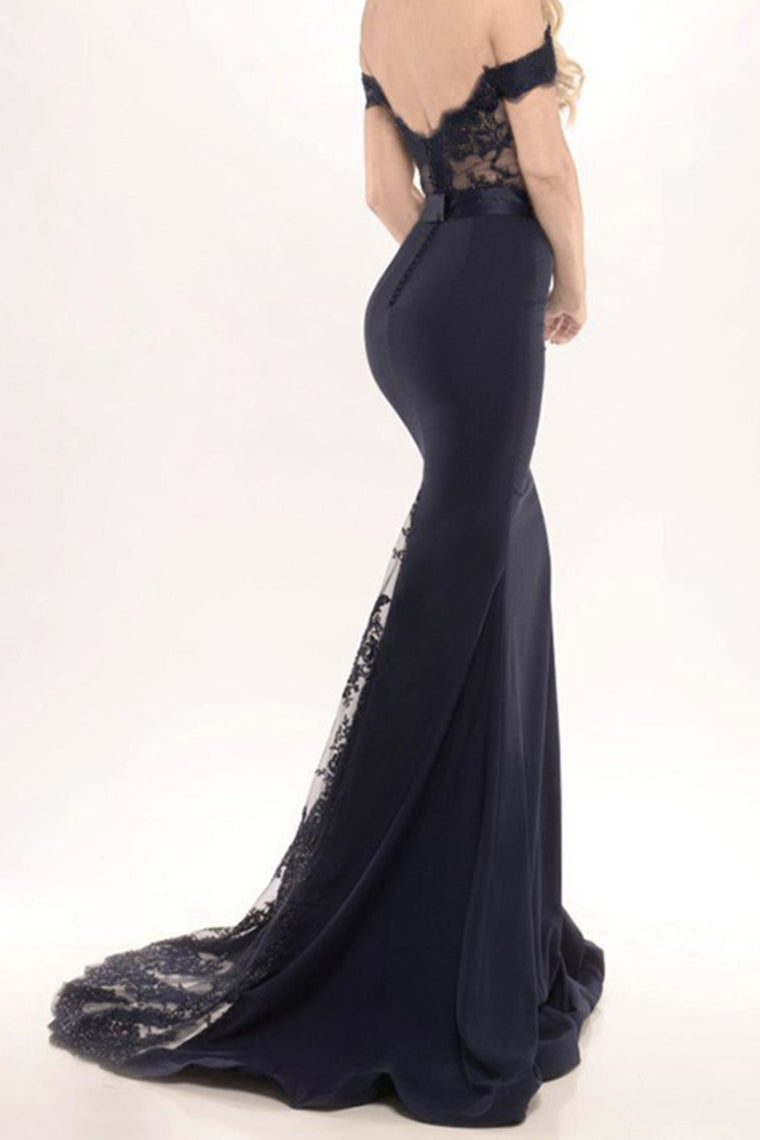 Modest Off The Shoulder Long Mermaid Black Prom Dresses Evening Dresses