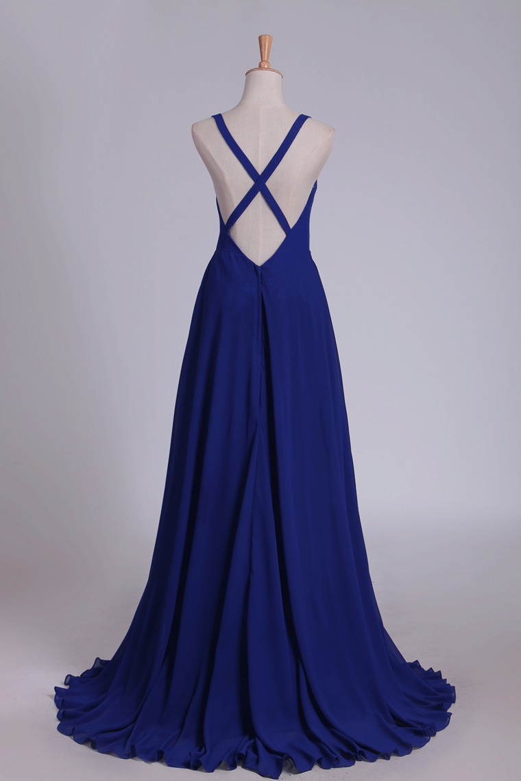 2024 Straps Bridesmaid Dresses Open Back A Line Chiffon