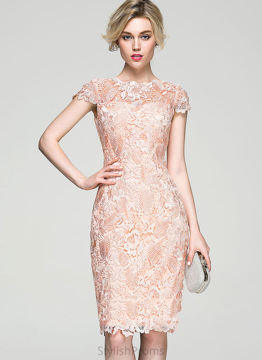 Scoop Dress Cocktail Cocktail Dresses Vanessa Knee-Length Lace Neck Sheath/Column