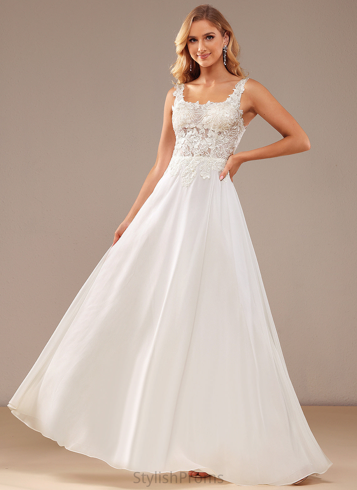 Lace Square Wedding Chiffon With Wedding Dresses Dress Floor-Length Reagan Sequins A-Line