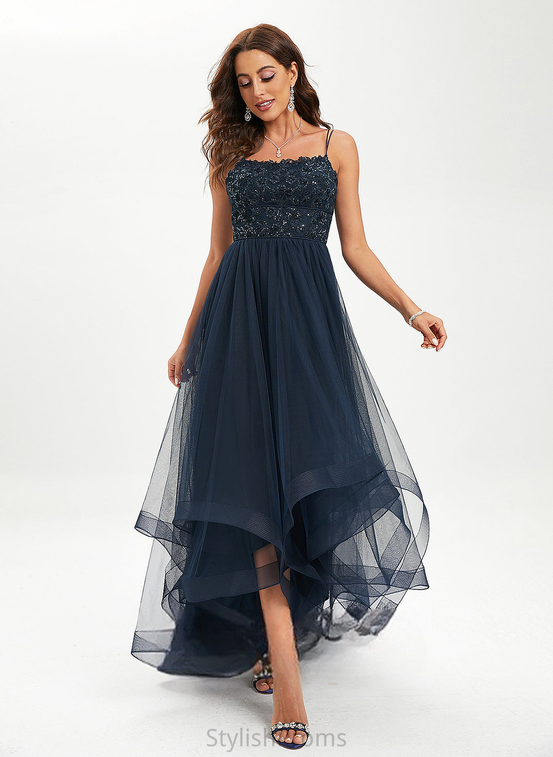 Sequins Lace With Prom Dresses Christine Scoop Ball-Gown/Princess Asymmetrical