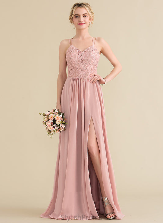 Lace Neckline Length Silhouette A-Line Fabric Floor-Length Sweetheart Straps&Sleeves Gemma Spaghetti Staps Spandex Bridesmaid Dresses